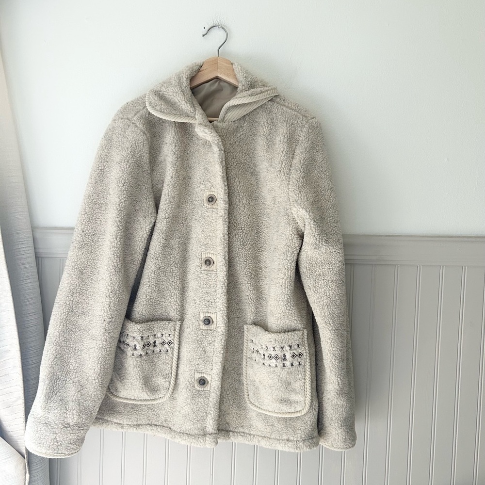 Vintage Haband Tudor Court Reversible Sherpa Fleece Jacket Medium